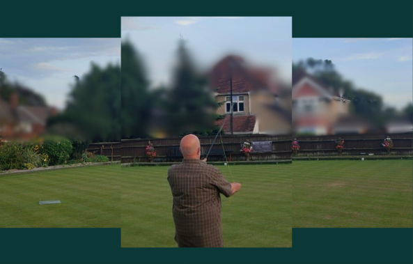 Wessex member practising fly casting on a vacant green